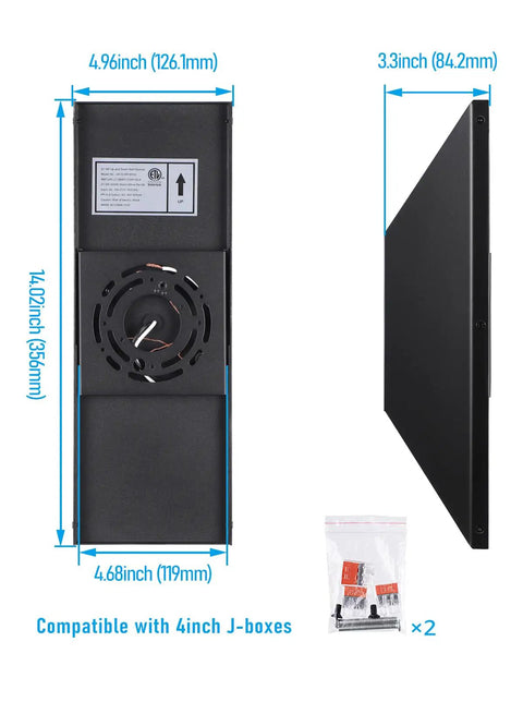 Up And Down Dimmable LED Wall Light For Outdoor Use 100-277V IP65 Waterproof 14 Inch rear view with mounting dimensions