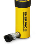 Enerpac RC102 single-acting alloy steel hydraulic cylinder; yellow body, black end cap, single port.