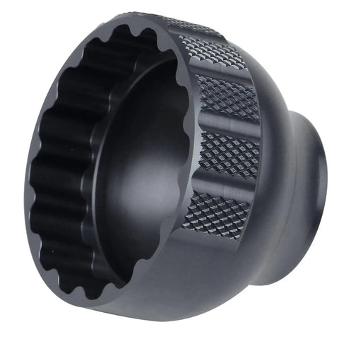 16-Notch Bottom Bracket Tool Black For 41mm OD Threaded BB, CNC Aluminum, side view showing textured grip detail.
