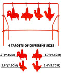 Beefy Outdoor BB Gun Target Spinner with four animal silhouettes, auto reset for.177 and.20 caliber, metal construction, size details
