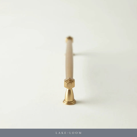 End view of Haywood 10 Pack Brushed Brass Cabinet Pulls 7.5 Inch 192mm Gold Handles Solid Zinc Alloy For Kitchen Bath Dresser Drawers