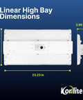 Two Foot Linear LED Shop Light 165W 22400 Lumens Dimmable Daylight 5000K Hella Bright High Efficacy Industrial with dimensions