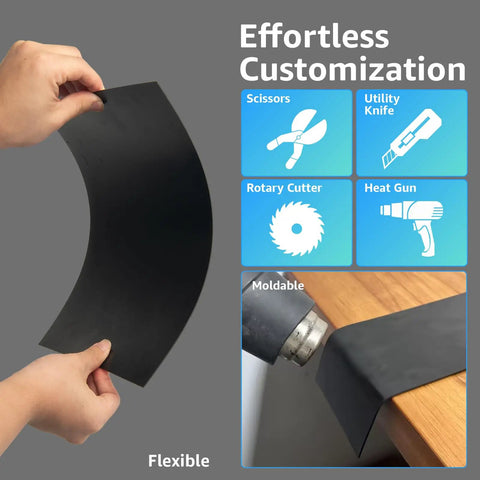 Hands bending a flexible Two Pack One Sixteenth Inch Thick ABS Plastic Sheets 8 By 12 Inches Thermoformable With Haircell Textured Front.