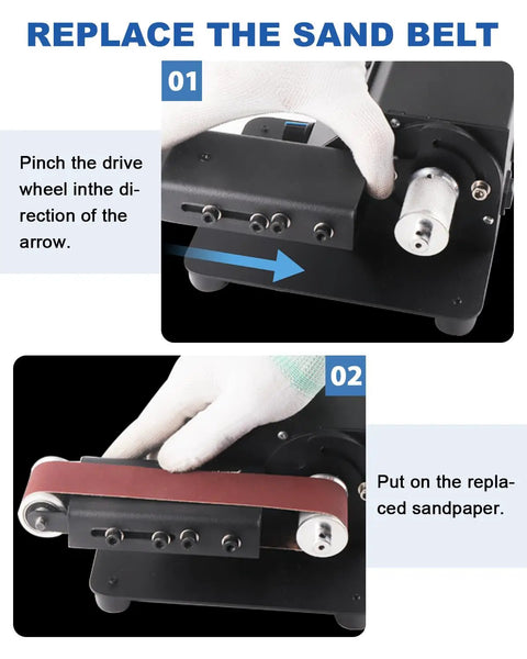 Mini Belt Sander Knife Sharpener With Variable Speed Electric Power Belt Grinder And 15 Piece 1.2x15in Multi Grit Belts Low Noise For Knife Making Metalworking Woodworking And Diy Projects
