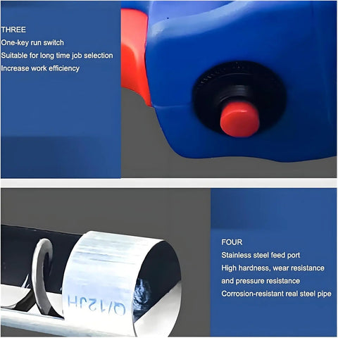 Heavy Duty Screw Conveyor For Powder And Grain Suction, close-up of red and black control switch, stainless steel feed port