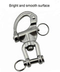 Top Shelf 128mm 316 Stainless Steel Safety Clevis Pin Swivel Snap Shackle, bright surface, designed for heavy rigging jobs.