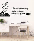 Reading Book Wall Decal Open Book With Butterflies And Inspiring Quote For Kids Study Room Bedroom Decor Black Vinyl Peel And Stick 60x28 Inches Perfect For Kids Room Nursery