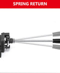 Side view of Happybuy 2-spool hydraulic joystick control valve with black housing and three metal control rods.