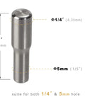 Heavy Duty Stainless Steel Shelf Pegs And Pins 5mm And Quarter Inch Dual Diameter One Inch Long Rust Proof showing dimensions.