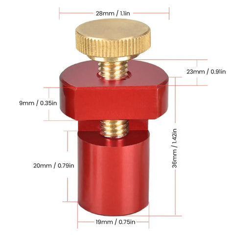 19mm Table Stop For Woodworking Aluminum Alloy With Thumb Screw Lock CNC Processed Non Slip Workbench Limiting Block For Planing Sanding And Marking Red