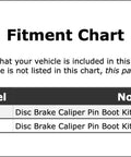 Fitment chart for Jeep Patriot Front Disc Brake Caliper Pin Kit 2007 2017 OEM Grade Replacement High Quality Front Caliper Pins Set