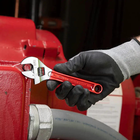 Extra Capacity Adjustable Wrench With Forged Alloy Steel Jaw, High Polish Chrome Finish, 6 1/2 Inch Length, used on pipe