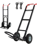 Heavy Duty Aluminum Hand Truck With 600 Pound Capacity And 10 Inch Pneumatic Tires For Extendable Base Platform Hauling, featuring a sturdy frame.