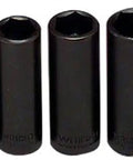 3/8 Drive Deep Impact Socket Set 5/16 Inch To 3/4 Inch, 8-Piece, 6-Point Deep Sockets, Beefy Heavy Duty Auto Tool Kit, shown linearly