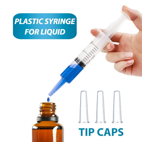 20ml Plastic Syringe Set With Cap For Liquids And Oral Use Ideal For Home Lab Measuring And Easy Dispensing Bulk Big 10 Pack For Scientific Labs Schools And DIY Projects. plastic syringe with tip caps dispensing liquid into bottle