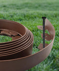 20 Ft Landscape Edging Kit With Brown 2-Inch Tall Border, 20 Easy-Install Plastic Stakes And 8-Inch Spiral Anchoring Spikes