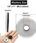 60-piece stainless steel neoprene-bonded sealing washers, 1/4 in inner diameter x 1 in outer diameter (6.3 mm x 25 mm).