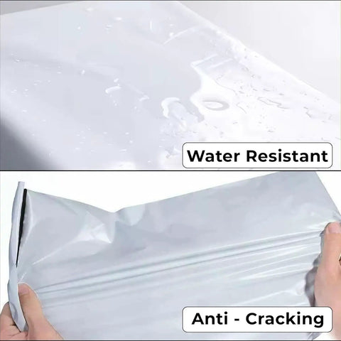 Heavy Duty Weatherproof 12x15.5 Poly Mailers 100 Pack Self Seal Waterproof Shipping Bags with water resistant and anti-cracking features.