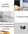 Game Changer Stainless Steel Automatic Powder Filling Machine For Seeds And Grains Compact Countertop Weighing Dispenser With Quiet Multi Point Vibration 50 Gram Capacity control panel and transparent window.