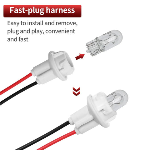 T10 Extension Harness with Ten Bulbs and Ten Sockets for Brake Lights Turn Signals Easy Plug In Connector Kit