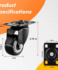 Tough As Nails Heavy Duty Swivel Casters Set Of 16 With Dead Silent Pu Wheels 2 inch wheel with threaded plate mount specifications.