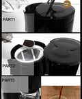 Compact Bean To Cup Coffee Machine And Espresso Maker With Reusable Filter, showcasing the brewing process step by step.