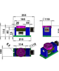 Pro Grade High Precision Stepper Motor With 85mm Center Height For CNC 4th And 5th Axis Rotary Dividing Head 50 To 1 Harmonic Reducer Gearbox Low Noise Hysteresis Drive For 3D Printer And CNC Machinery CAD drawing with 110mm table and 255mm length