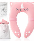 Foldable Travel Potty Seat For Toddlers Featuring A No Pinch Silicone Grip And Slick Non Slip Base Comes With A Pink Unicorn Bag