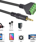 Heavy Duty 3.5mm Speaker Wire Adapter With TRRS Male Plug To Av Four Pin Screw Terminal Block Balun Cable for audio devices.