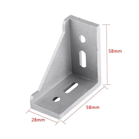 Sturdy Aluminum Corner Bracket Set 58x58x28mm L Shaped Right Angle Braces With 4 Oval Mounting Holes