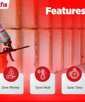 No Fuss Fire Rated Spray Foam Insulation Kit Covers 240 Square Feet includes trigger gun against insulated wall frame.
