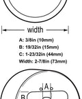 Diagram of Hidden Shackle Padlocks Set Keyed Alike Three Locks With Six Keys Workhorse Grade Diecast Zinc Body showing dimensions.