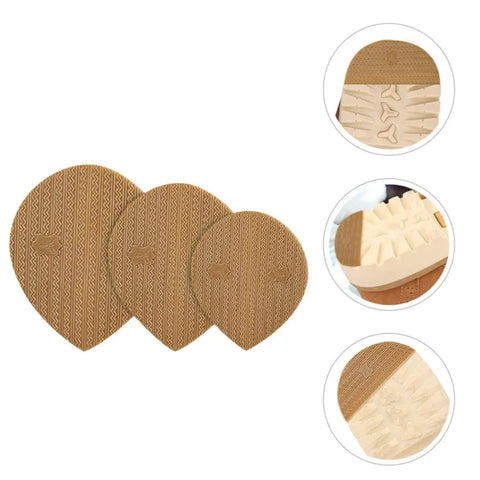 Polyurethane Shoe Heel Repair Pads Half Round Sole Protectors For Sneakers And Athletic Kicks, lightweight and textured, three sizes.