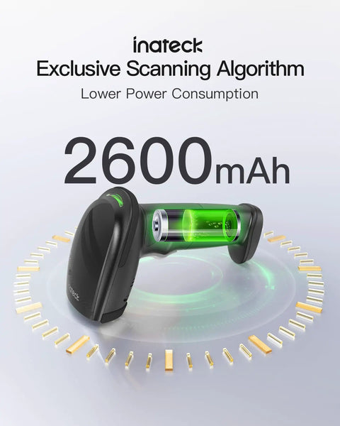 2D Barcode Scanner With Smart Stand, Wireless QR Code Scanner For Quick Reads, 2600mAh Battery, BCST 35 Dark Gray display