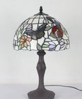 Butterfly Tiffany Style Stained Glass Table Lamp Night Light with 12 Inch Lampshade on a decorative base, 18 Inch Tall Home Lighting.