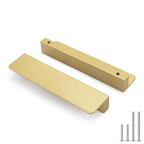 10 Pack 4 Inch Gold Cabinet Handles Finger Pulls Edge Pulls For Cabinets And Drawers Slick Flat Hidden Hardware For Kitchen Cupboard Closet