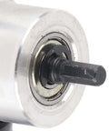 Close-up of Dual Head Metal Sheet Cutter with 6mm hex shank for circle cutting and metal fabrication using high speed steel nibbler drill.