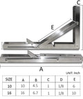 16 Inch Folding Shelf Brackets Built Tough Heavy Duty Stainless Steel Collapsible Shelving dimensions for benches and tables.