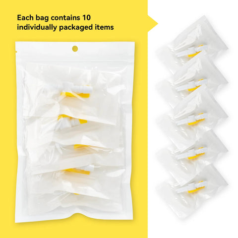 Ximter Comfort Flow catheter valves, 10-pack in clear bags with yellow levers