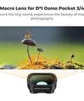 Effect Lens And ND Filter Kit For DJI Osmo Pocket 4/3, macro detail with 10X macro lens capturing small insect on mushroom