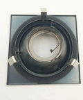 4" Low Voltage recessed Lighting Satin Stepped Baffle Antique Bronze Square Trim showing internal mechanism and square trim design.
