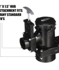 San Tee Double Rotating RV Waste Valve Kit close-up showing 3 x 1.5 inch hub, handles, and attachment for RVs