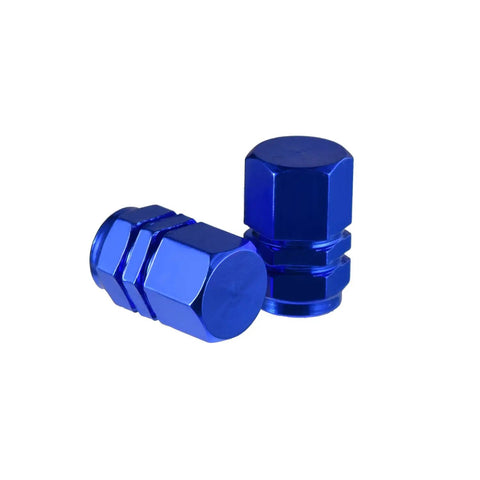 Blue Aluminum Hexagon Tire Valve Caps Set 8 Pack Universal Dustproof Wheel Valve Covers For Cars Trucks Motorcycles SUVs And Bikes Durable