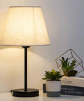 Two Pack Bedside Table Lamps Set for Bedroom and Living Room, Modern Small Desk Lamps with Ivory White Shade, Silver Finish