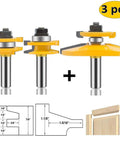 Pro Grade 3 Piece Router Bit Set With Half Inch Shank For Round Over And Raised Panel Cabinet Doors displayed with diagrams