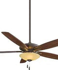 Mojo 52-Inch Ceiling Fan With Integrated LED Light Kit In Oil Rubbed Bronze Finish And Tea Stained Glass Whisper Quiet Motor Reversible Blades Damp Rated