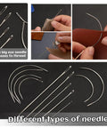 Assorted needles for Heavy Duty Upholstery Repair Kit With Leather Sewing Set, Waxed Thread, Awl for DIY mending projects.