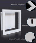 Super Slick Ceiling Access Panel For Drywall With Heavy Duty Aluminum Frame And Paint Ready White No Hassle Recessed Hatch Cover, showing details.