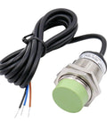M30 Inductive Proximity Sensor Switch 15mm Sensing Distance, DC 12 To 24V, 3-Wire NPN Normally Closed, Cylindrical Detector PR30-15DN2, Non Shield Mount, CE Certified, Plug And Play Industrial Automation Sensor For Easy Setup, with cable and threaded metal body