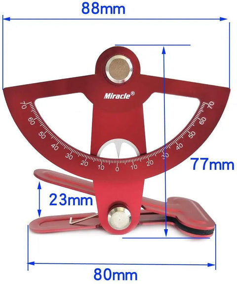 RC Plane Throw Meter DIY Tool Anodized Aluminum Throw Gauge For Precise Control Surface Throw Measuring with dimensions shown.